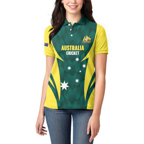 Australia Cricket Custom Women Polo Shirt Go Aussie Dynamic Green - Aussie Hoodie