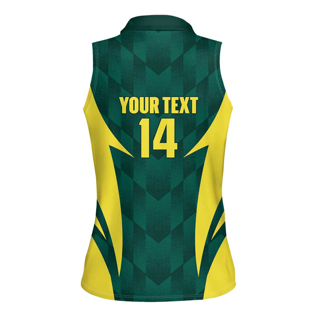 Australia Cricket Custom Women Sleeveless Polo Shirt Go Aussie Dynamic Green - Aussie Hoodie
