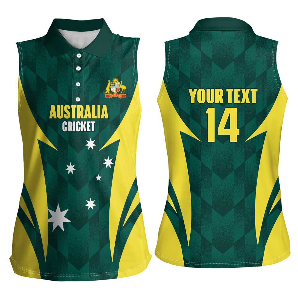 Australia Cricket Custom Women Sleeveless Polo Shirt Go Aussie Dynamic Green - Aussie Hoodie