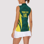 Australia Cricket Custom Women Sleeveless Polo Shirt Go Aussie Dynamic Green - Aussie Hoodie