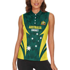 Australia Cricket Custom Women Sleeveless Polo Shirt Go Aussie Dynamic Green - Aussie Hoodie