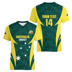 Australia Cricket Custom Women V-Neck T-Shirt Go Aussie Dynamic Green - Aussie Hoodie