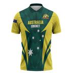 Australia Cricket Custom Zipper Polo Shirt Go Aussie Dynamic Green - Aussie Hoodie