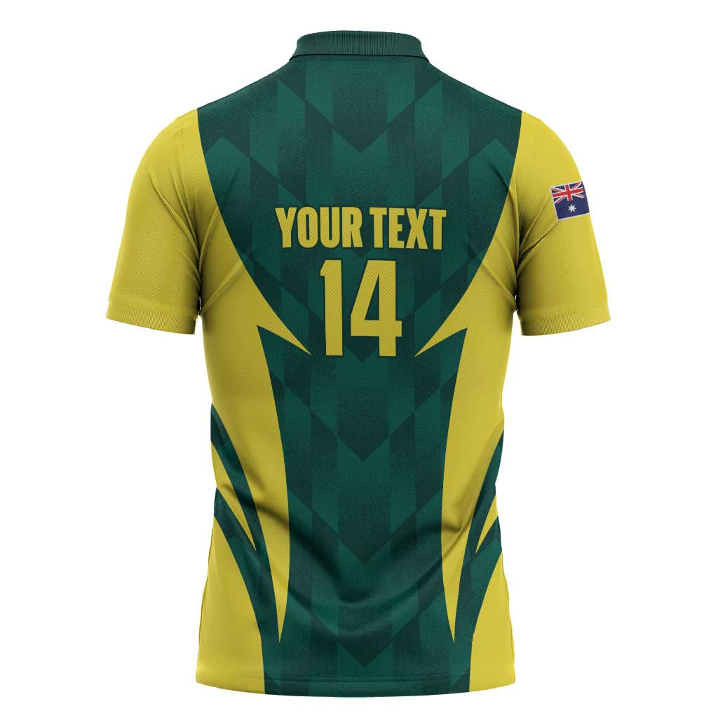 Australia Cricket Custom Zipper Polo Shirt Go Aussie Dynamic Green - Aussie Hoodie