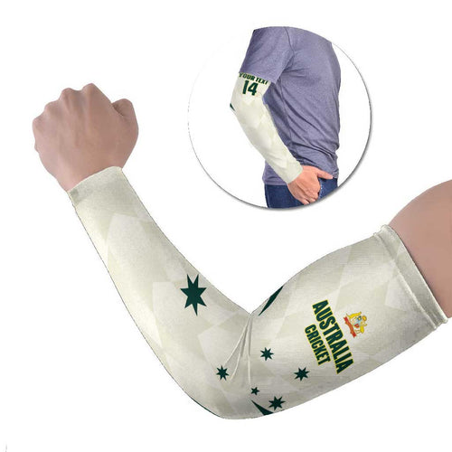 Australia Cricket Custom Arm Sleeves Go Aussie Test Dynamic White - Aussie Hoodie