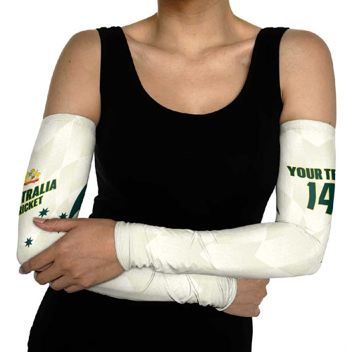 Australia Cricket Custom Arm Sleeves Go Aussie Test Dynamic White - Aussie Hoodie