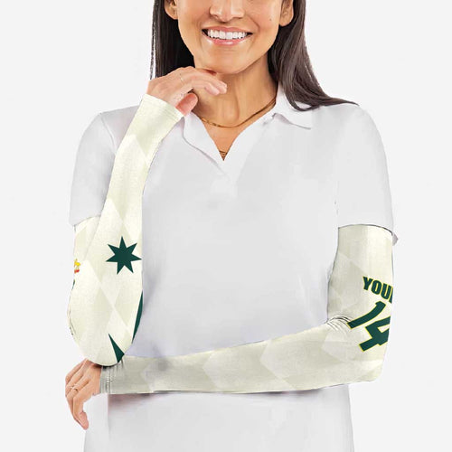 Australia Cricket Custom Arm Sleeves Go Aussie Test Dynamic White - Aussie Hoodie