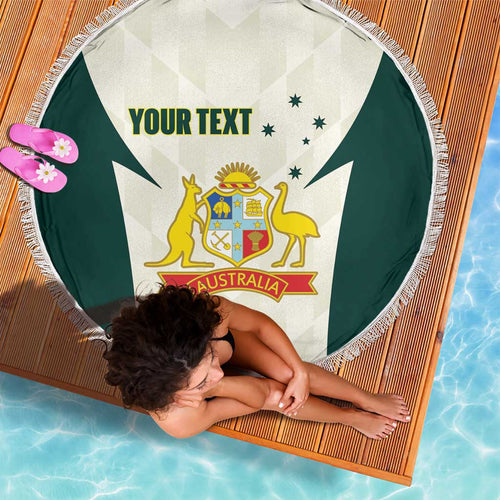 Australia Cricket Custom Beach Blanket Go Aussie Test Dynamic White - Aussie Hoodie
