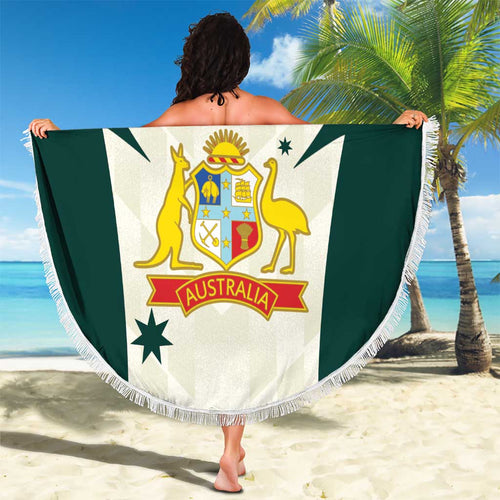 Australia Cricket Custom Beach Blanket Go Aussie Test Dynamic White - Aussie Hoodie