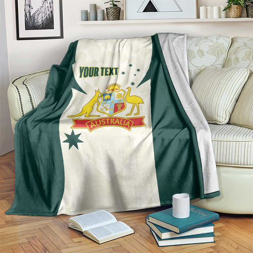Australia Cricket Custom Blanket Go Aussie Test Dynamic White - Aussie Hoodie