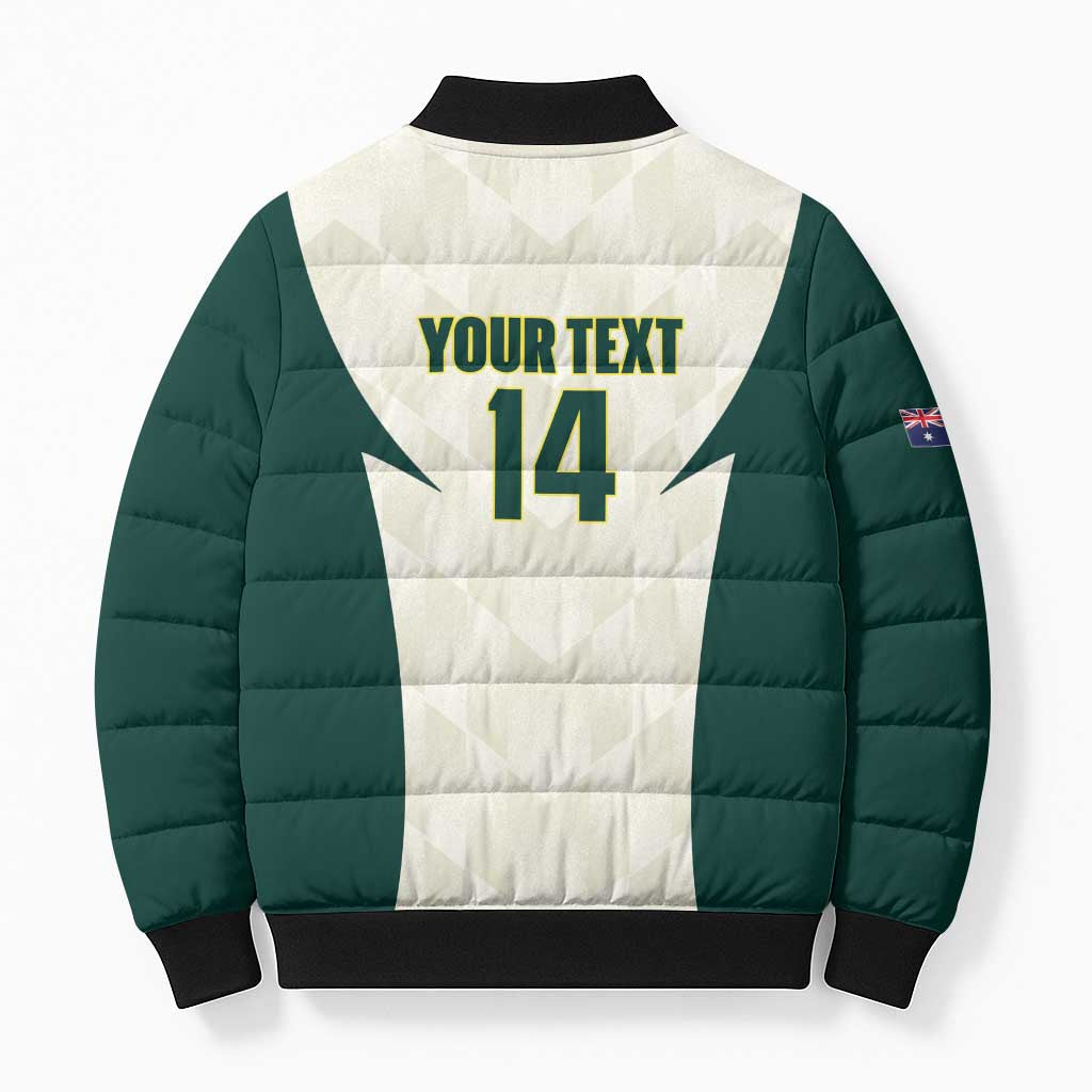 Australia Cricket Custom Bomber Puffer Jacket Go Aussie Test Dynamic White - Aussie Hoodie