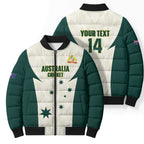 Australia Cricket Custom Bomber Puffer Jacket Go Aussie Test Dynamic White - Aussie Hoodie