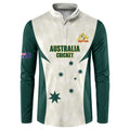 Australia Cricket Custom Button Sweatshirt Go Aussie Test Dynamic White - Aussie Hoodie