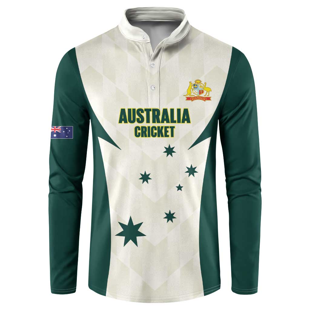 Australia Cricket Custom Button Sweatshirt Go Aussie Test Dynamic White - Aussie Hoodie