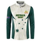 Australia Cricket Custom Button Sweatshirt Go Aussie Test Dynamic White - Aussie Hoodie