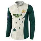 Australia Cricket Custom Button Sweatshirt Go Aussie Test Dynamic White - Aussie Hoodie