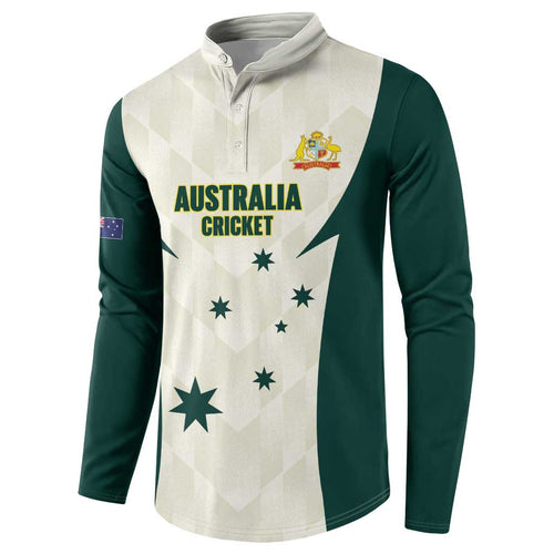 Australia Cricket Custom Button Sweatshirt Go Aussie Test Dynamic White - Aussie Hoodie