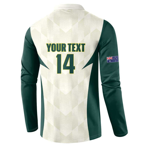 Australia Cricket Custom Button Sweatshirt Go Aussie Test Dynamic White - Aussie Hoodie