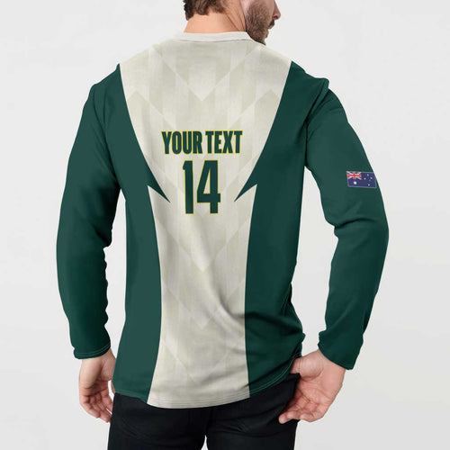 Australia Cricket Custom Button Sweatshirt Go Aussie Test Dynamic White - Aussie Hoodie