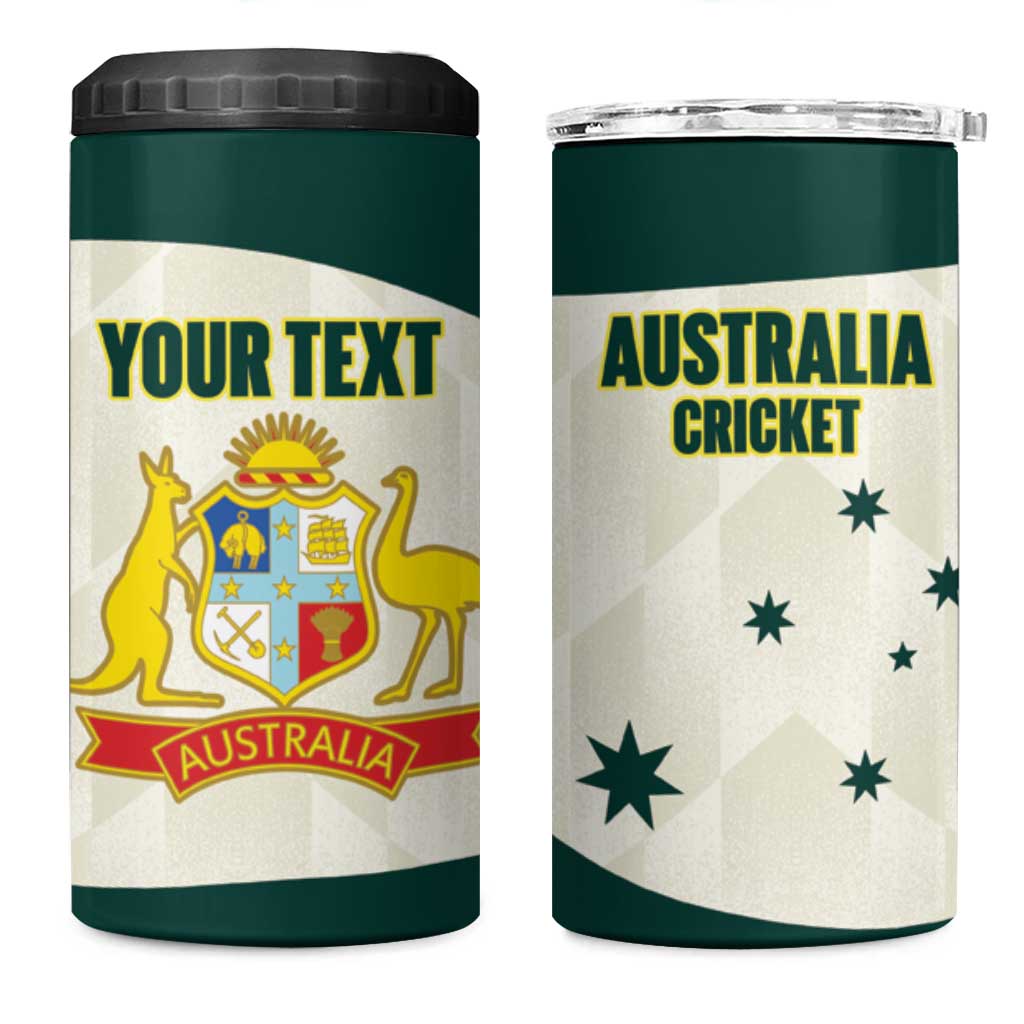 Australia Cricket Custom 4 in 1 Can Cooler Tumbler Go Aussie Test Dynamic White - Aussie Hoodie