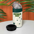 Australia Cricket Custom 4 in 1 Can Cooler Tumbler Go Aussie Test Dynamic White - Aussie Hoodie