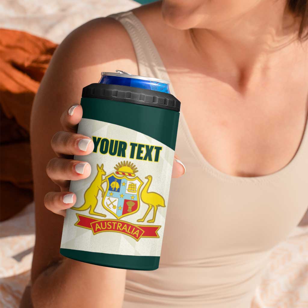 Australia Cricket Custom 4 in 1 Can Cooler Tumbler Go Aussie Test Dynamic White - Aussie Hoodie