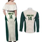 Australia Cricket Custom Couples Matching Off Shoulder Maxi Dress and Long Sleeve Button Shirt Go Aussie Test Dynamic White - Aussie Hoodie