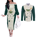 Australia Cricket Custom Couples Matching Off The Shoulder Long Sleeve Dress and Long Sleeve Button Shirt Go Aussie Test Dynamic White - Aussie Hoodie