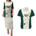 Australia Cricket Custom Couples Matching Puletasi and Hawaiian Shirt Go Aussie Test Dynamic White - Aussie Hoodie