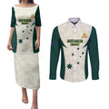 Australia Cricket Custom Couples Matching Puletasi and Long Sleeve Button Shirt Go Aussie Test Dynamic White - Aussie Hoodie