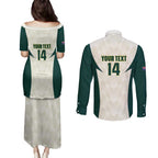 Australia Cricket Custom Couples Matching Puletasi and Long Sleeve Button Shirt Go Aussie Test Dynamic White - Aussie Hoodie