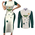 Australia Cricket Custom Couples Matching Short Sleeve Bodycon Dress and Long Sleeve Button Shirt Go Aussie Test Dynamic White - Aussie Hoodie