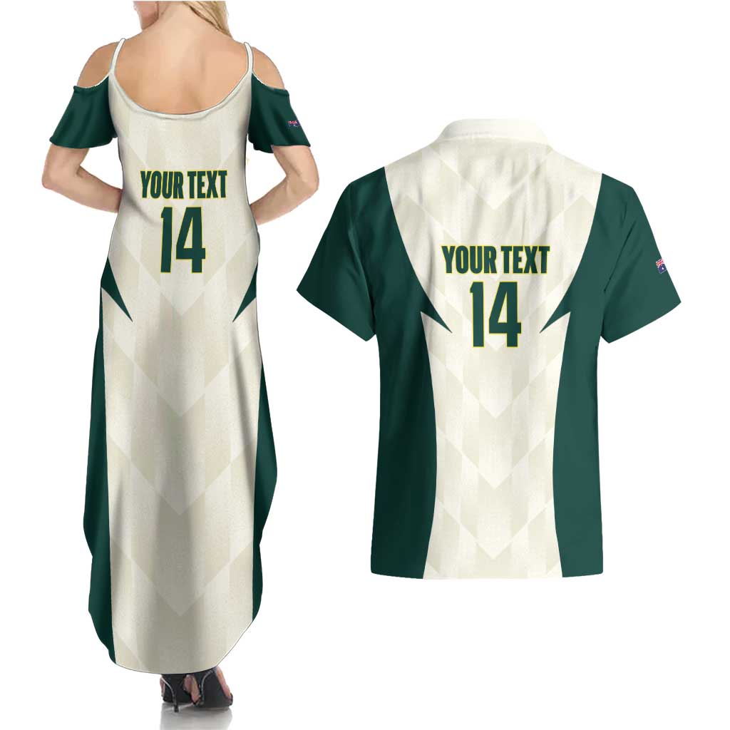 Australia Cricket Custom Couples Matching Summer Maxi Dress and Hawaiian Shirt Go Aussie Test Dynamic White - Aussie Hoodie