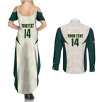 Australia Cricket Custom Couples Matching Summer Maxi Dress and Long Sleeve Button Shirt Go Aussie Test Dynamic White - Aussie Hoodie