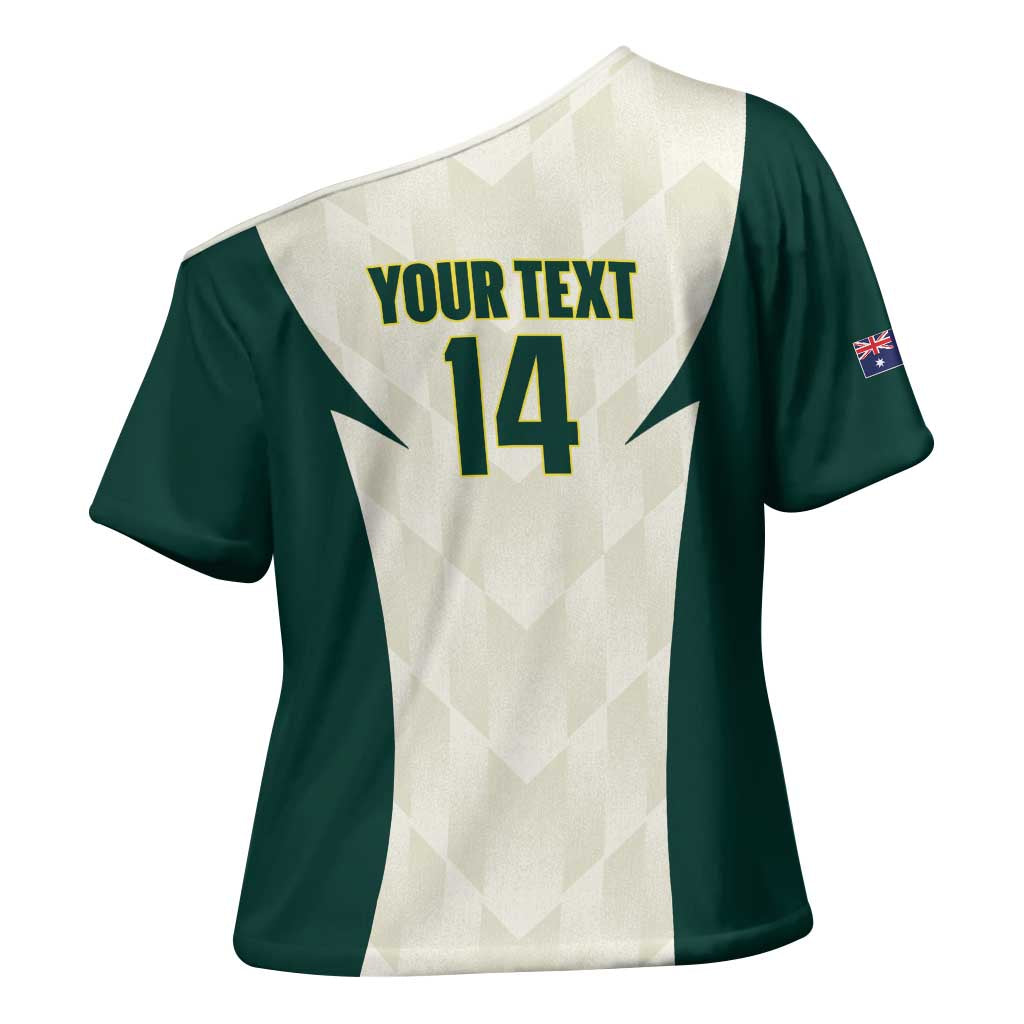 Australia Cricket Custom Cross Shoulder Shirt Go Aussie Test Dynamic White - Aussie Hoodie
