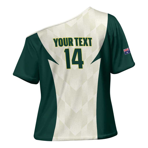 Australia Cricket Custom Cross Shoulder Shirt Go Aussie Test Dynamic White - Aussie Hoodie