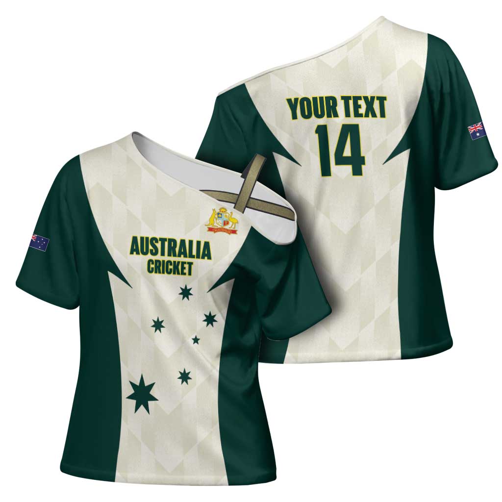 Australia Cricket Custom Cross Shoulder Shirt Go Aussie Test Dynamic White - Aussie Hoodie