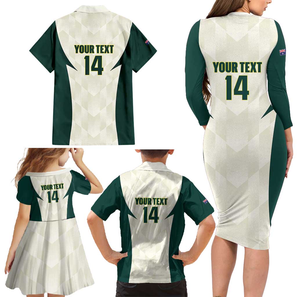 Australia Cricket Custom Family Matching Long Sleeve Bodycon Dress and Hawaiian Shirt Go Aussie Test Dynamic White - Aussie Hoodie