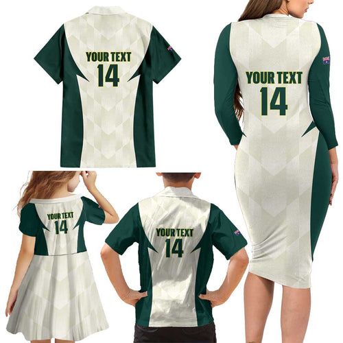 Australia Cricket Custom Family Matching Long Sleeve Bodycon Dress and Hawaiian Shirt Go Aussie Test Dynamic White - Aussie Hoodie