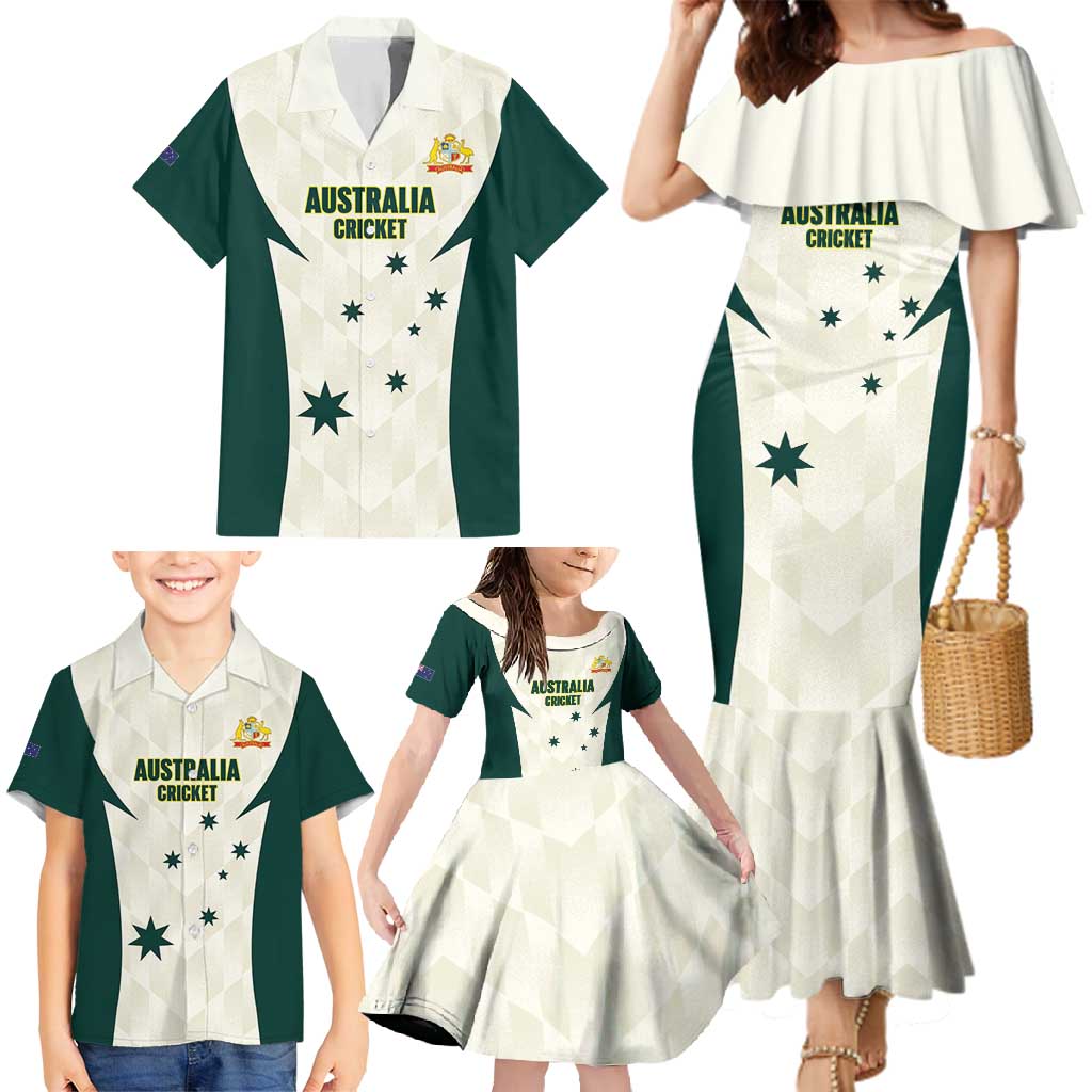 Australia Cricket Custom Family Matching Mermaid Dress and Hawaiian Shirt Go Aussie Test Dynamic White - Aussie Hoodie