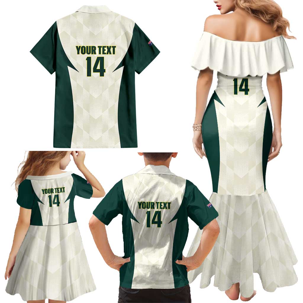 Australia Cricket Custom Family Matching Mermaid Dress and Hawaiian Shirt Go Aussie Test Dynamic White - Aussie Hoodie