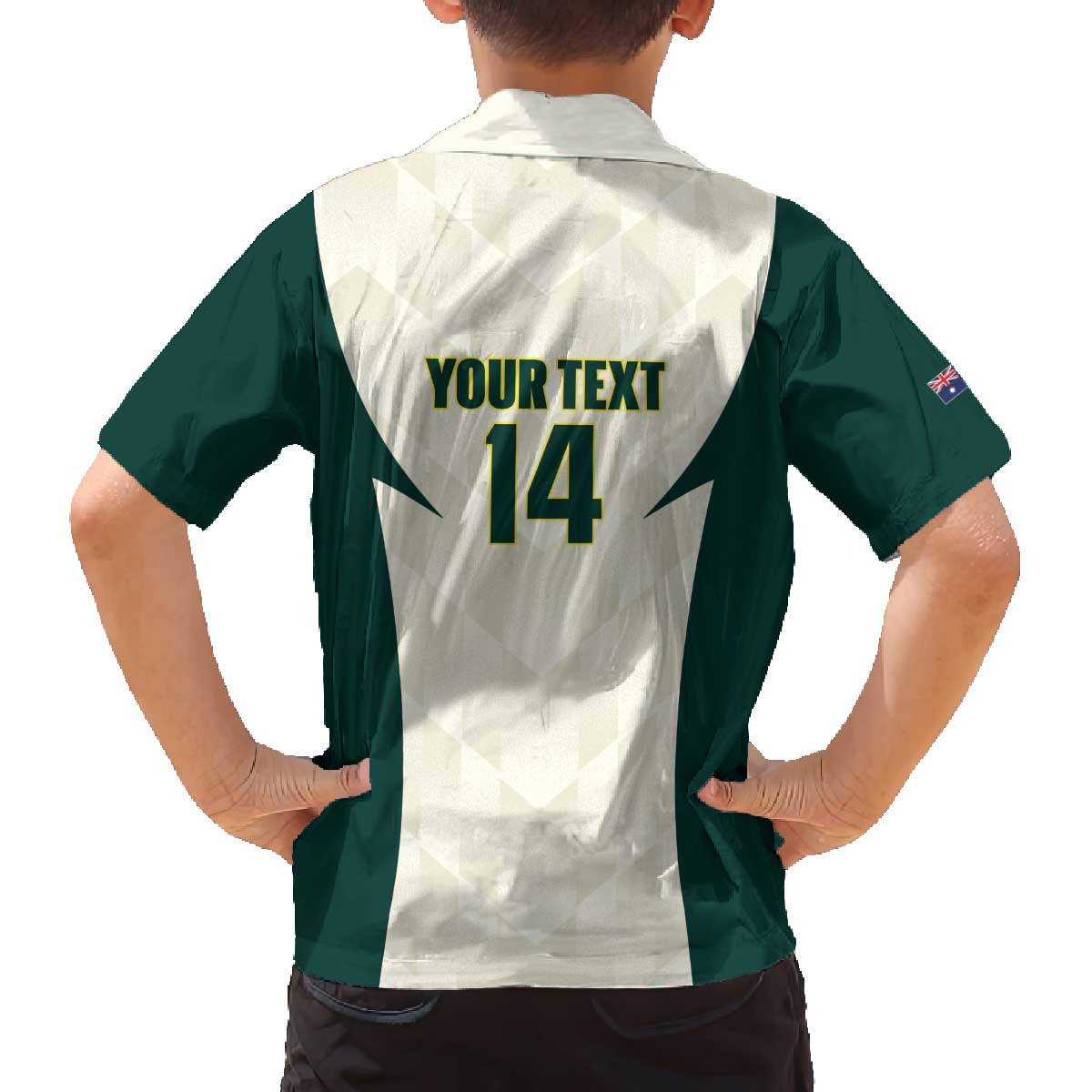 Australia Cricket Custom Family Matching Off The Shoulder Long Sleeve Dress and Hawaiian Shirt Go Aussie Test Dynamic White - Aussie Hoodie