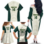 Australia Cricket Custom Family Matching Off The Shoulder Long Sleeve Dress and Hawaiian Shirt Go Aussie Test Dynamic White - Aussie Hoodie