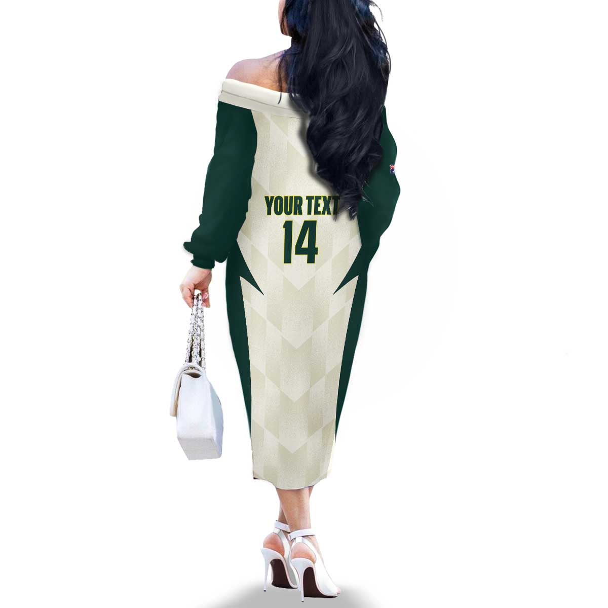 Australia Cricket Custom Family Matching Off The Shoulder Long Sleeve Dress and Hawaiian Shirt Go Aussie Test Dynamic White - Aussie Hoodie
