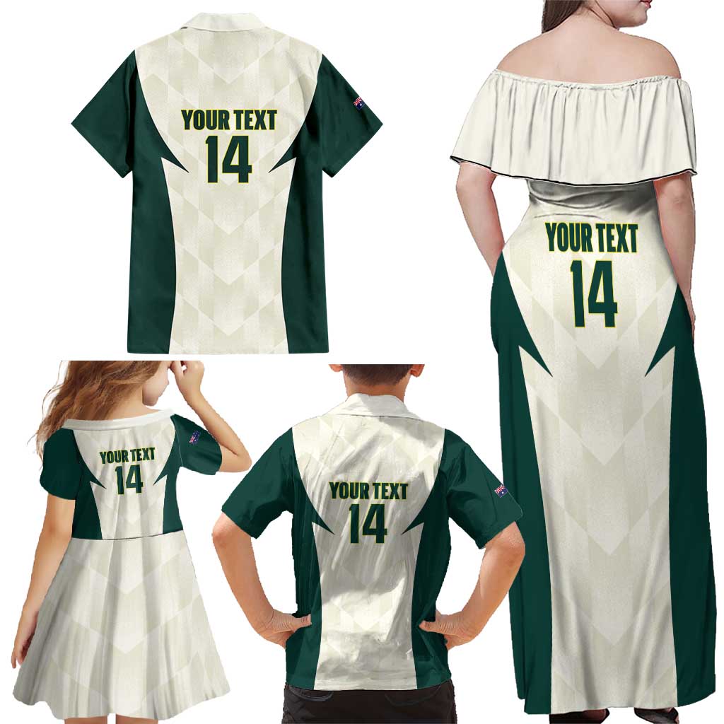 Australia Cricket Custom Family Matching Off Shoulder Maxi Dress and Hawaiian Shirt Go Aussie Test Dynamic White - Aussie Hoodie