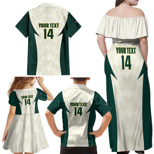 Australia Cricket Custom Family Matching Off Shoulder Maxi Dress and Hawaiian Shirt Go Aussie Test Dynamic White - Aussie Hoodie