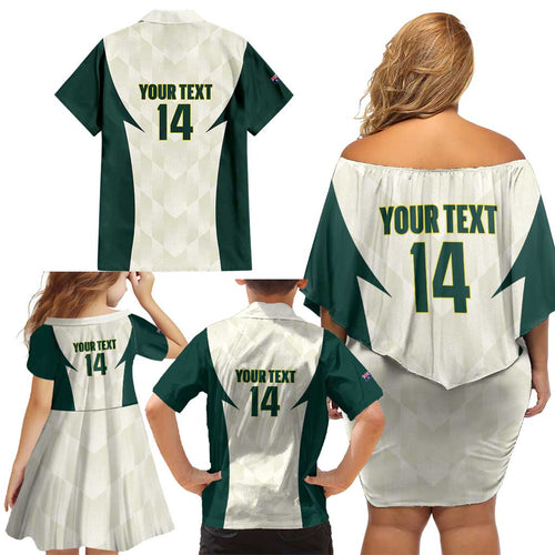 Australia Cricket Custom Family Matching Off Shoulder Short Dress and Hawaiian Shirt Go Aussie Test Dynamic White - Aussie Hoodie