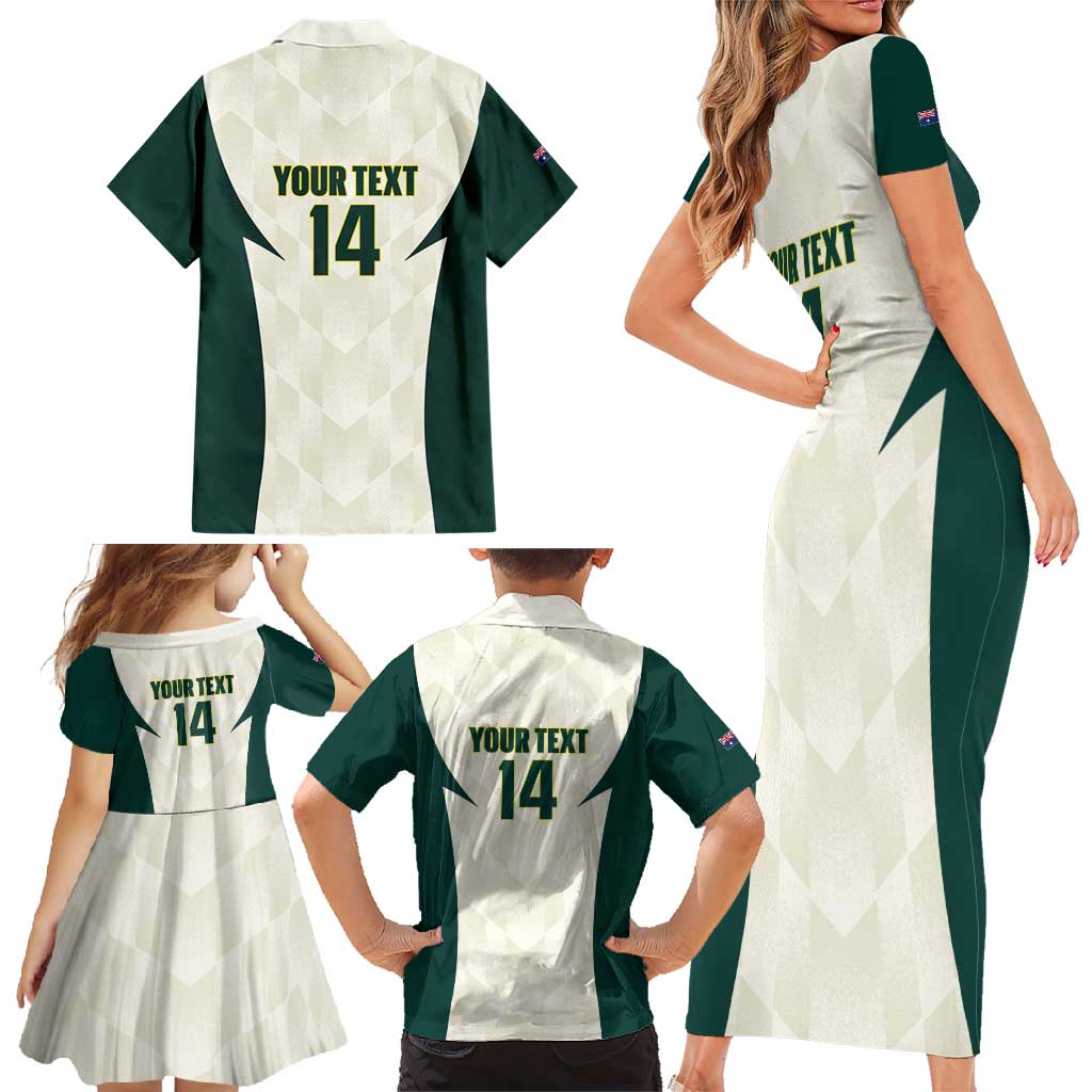 Australia Cricket Custom Family Matching Short Sleeve Bodycon Dress and Hawaiian Shirt Go Aussie Test Dynamic White - Aussie Hoodie
