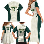 Australia Cricket Custom Family Matching Short Sleeve Bodycon Dress and Hawaiian Shirt Go Aussie Test Dynamic White - Aussie Hoodie