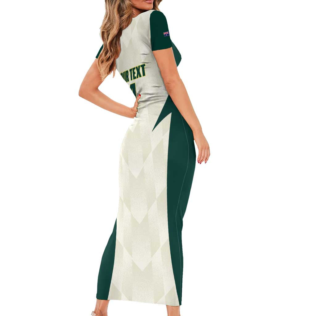 Australia Cricket Custom Family Matching Short Sleeve Bodycon Dress and Hawaiian Shirt Go Aussie Test Dynamic White - Aussie Hoodie